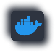 Docker logo on a dark button