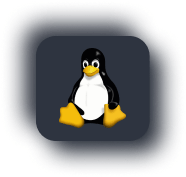 Linux logo on a dark button